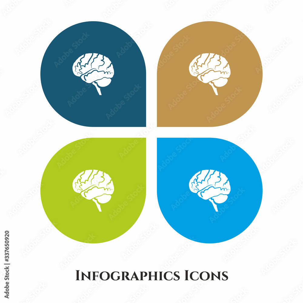 Brain Vector Illustration icon for all purpose. Isolated on 4 different backgrounds