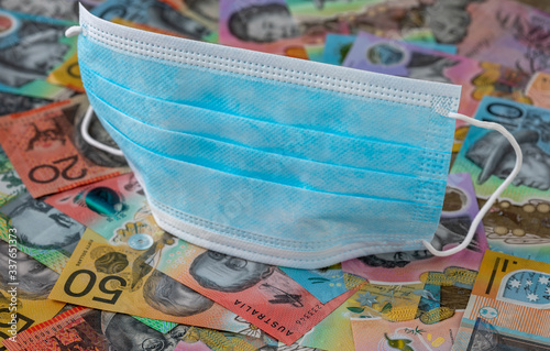 Protective mask on Australian bank notes photo