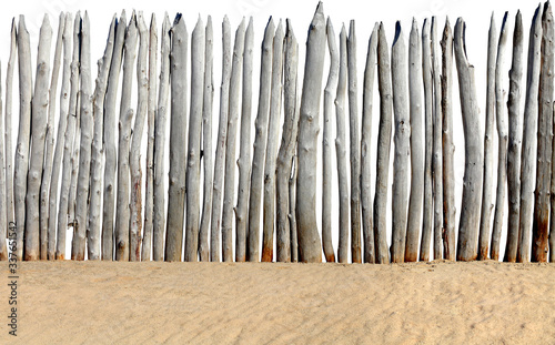 fence on sand isolated