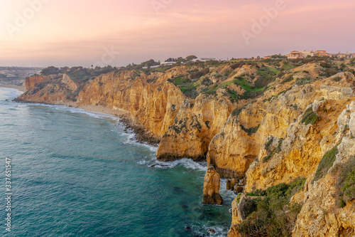 Aerial view of Beautiful bay near Lagos town, Algarve region, Portugal