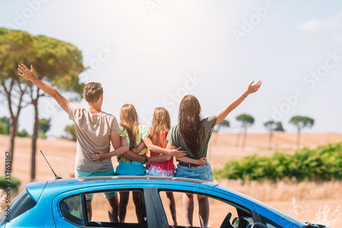 Summer car trip and young family on vacation