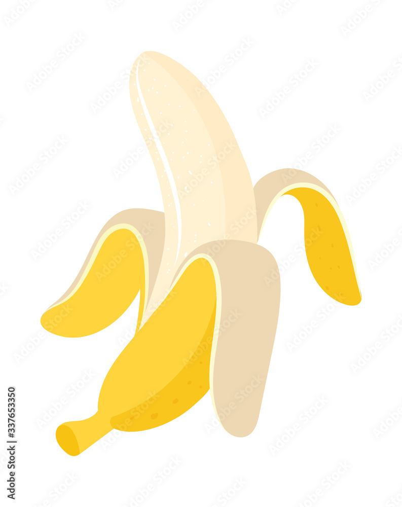 Whole banana isolated on white background. Vector .