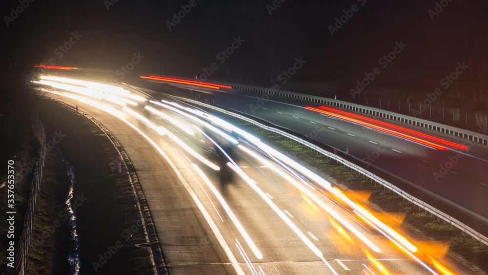 Multiple lane highway - night traffic timelapse Multiple lane highway - night traffic timelapse
