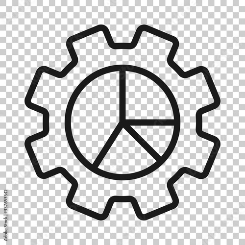 Workflow chart icon in flat style. Gear with diagram vector illustration on white isolated background. Process organization business concept.