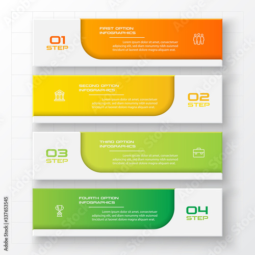 Business infographics template 4 steps rectangle,Vector illustration.