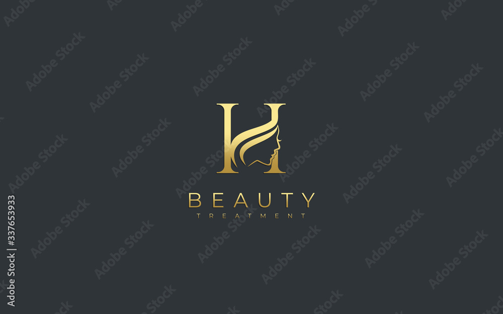 Letter H Beauty Face Logo Design Stock Vector | Adobe Stock