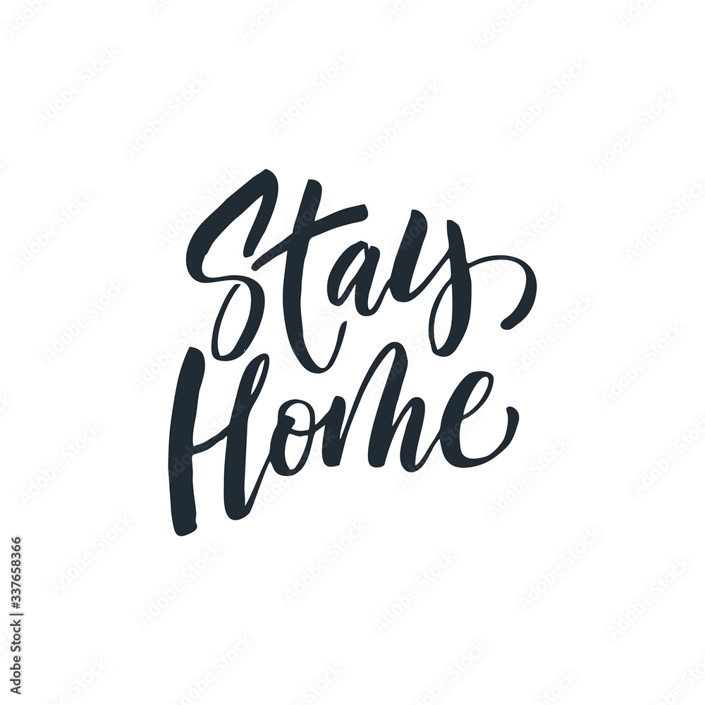 Naklejka premium Stay home phrase. Ink illustration. Modern brush calligraphy. Isolated on white background.