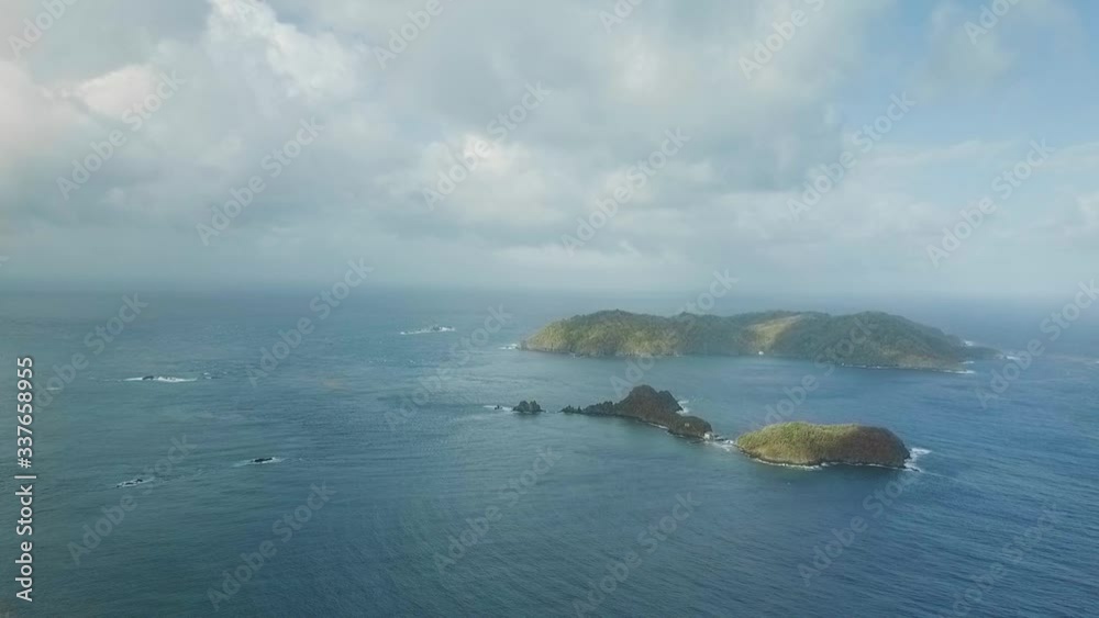 Beautiful drone landscape drone shot of the two islands off the coast of Tyrrel's Bay Tobago, West Indies. Beautiful drone landscape drone shot of the two islands off the coast of Tyrrel's Bay Tobago, West Indies.