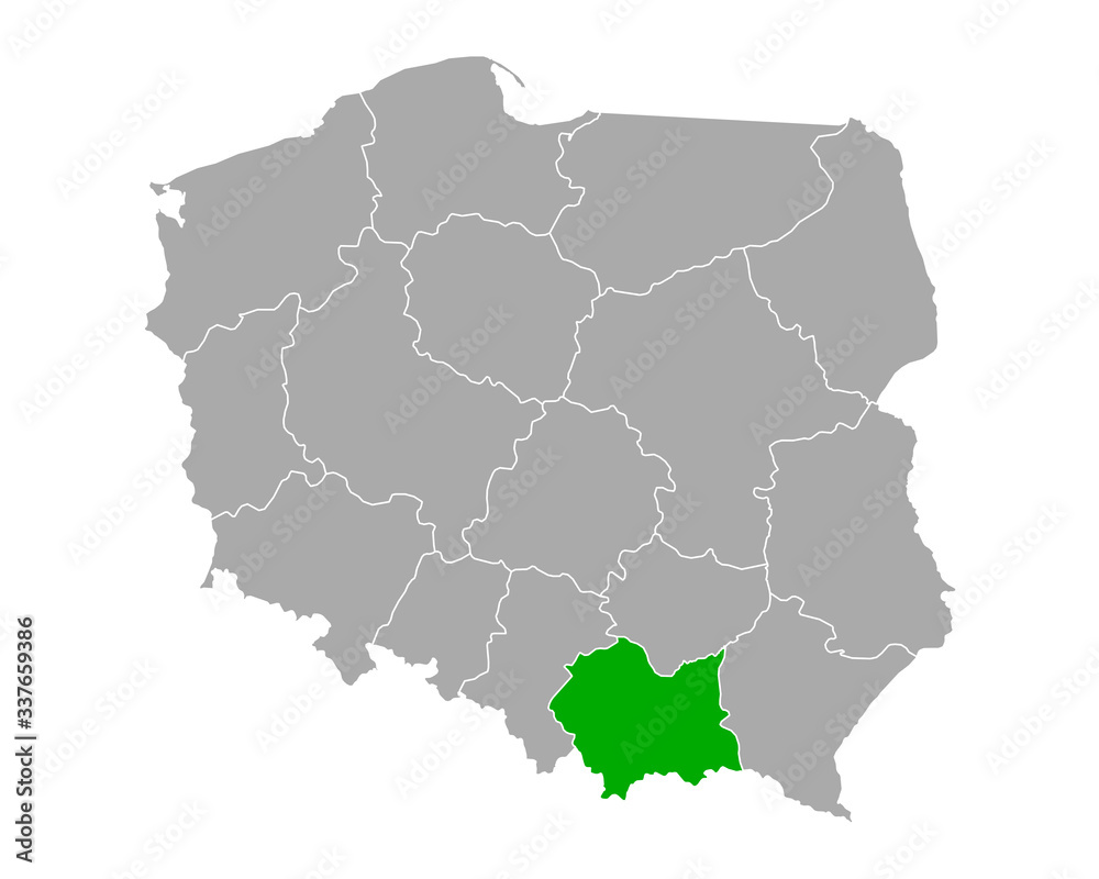 Obraz premium Karte von Malopolskie in Polen