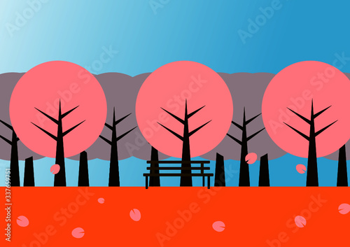 Illustration Background of Nature Mountain and Beach Landscape 