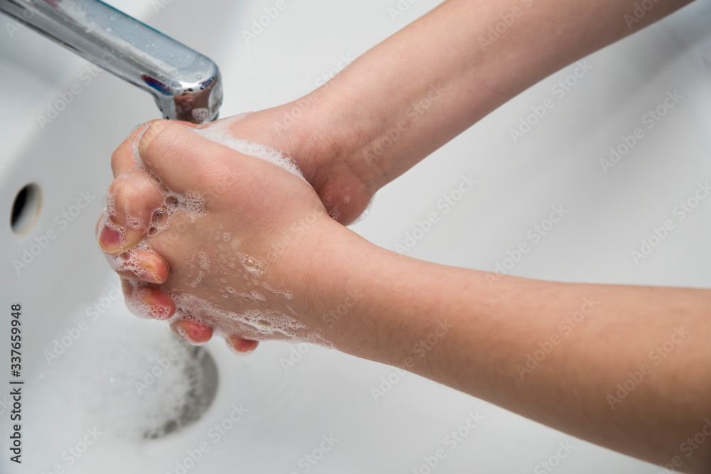 Hands washing with soap Hands washing with soap