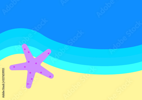 Illustration Background of Nature Mountain and Beach Landscape 