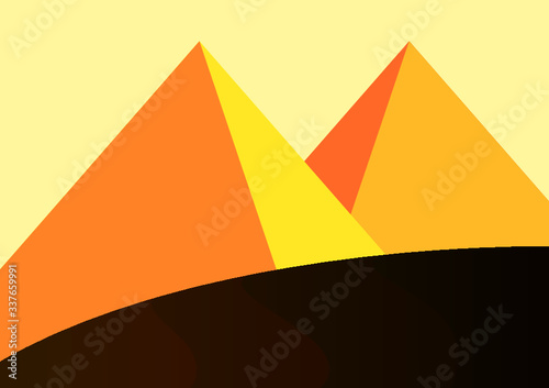 Illustration Background of Nature Mountain and Beach Landscape 