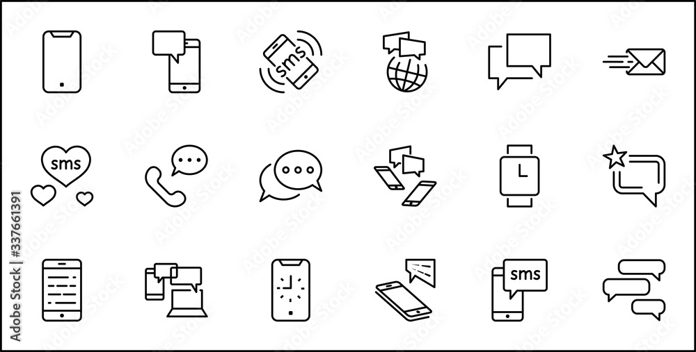 © Set Line Vector Icon - Set of Message Vector Line Icons. Contains such Icons as Conversation, SMS, Heart, Love Chats, Notification, Group Chat and more. Editable Stroke. 32x32 Pixels © Set Line Vector Icon - Set of Message Vector Line Icons. Contains such Icons as Conversation, SMS, Heart, Love Chats, Notification, Group Chat and more. Editable Stroke. 32x32 Pixels