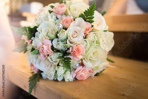  Bridal bouquet of roses  eustoma and decorative plants