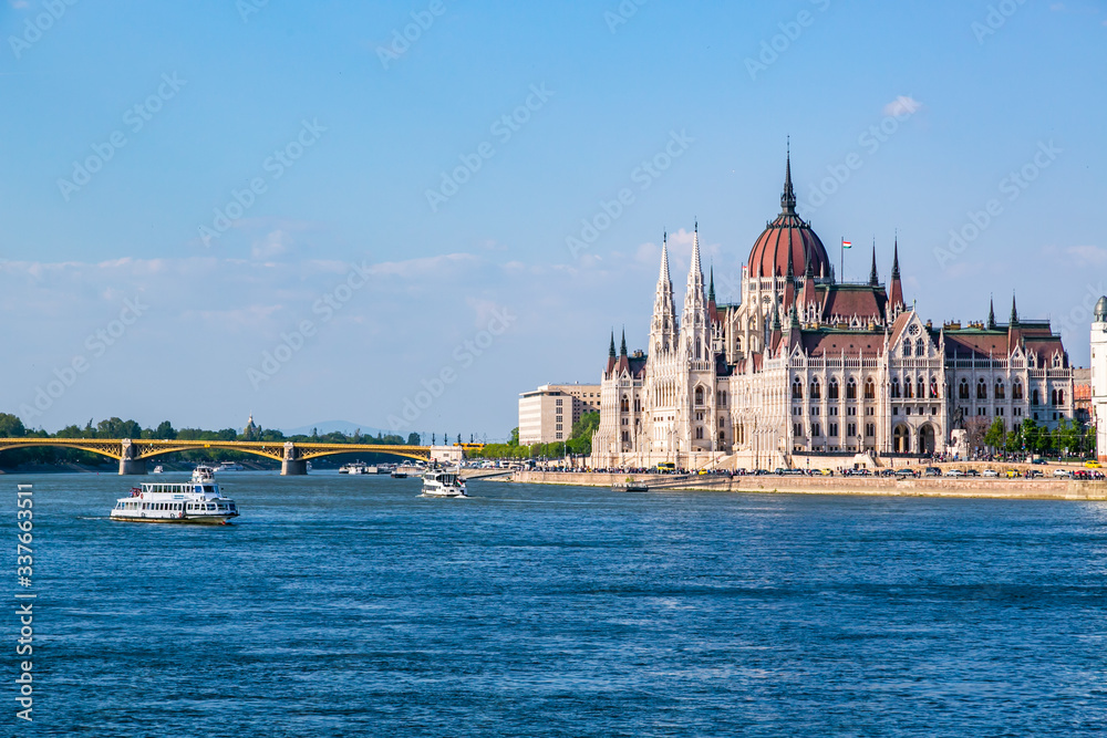 The Danube with the parliament in Budapest-Hungary