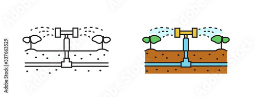 Automatic watering icon. Vector illustration in flat style.