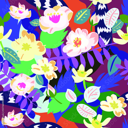 Fototapeta Naklejka Na Ścianę i Meble -  flower pattern small flowers in garden illustration