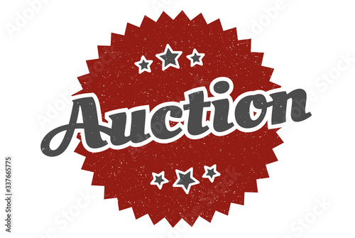 auction sign. auction round vintage retro label. auction
