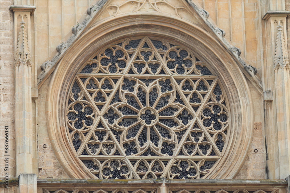Rose window in Valencia Cathedral, Spain