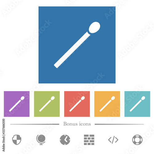Matchstick flat white icons in square backgrounds