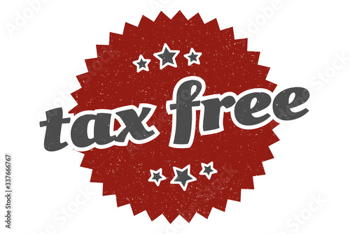 tax free sign. tax free round vintage retro label. tax free
