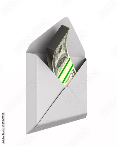 envelope with money on whit...
