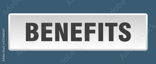 benefits button. benefits square white push button