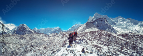 Foto Mountaineers make climbing Mount Island Peak Imja Tse , 6,189 m, Nepal