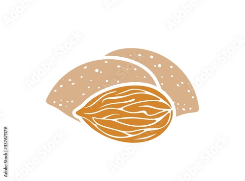 Almond logo. Isolated almond on white background