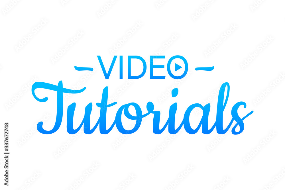 Video tutorials. Study and learning background, distance education and knowledge growth. Video conference and webinar icon. Vector stock illustration.
