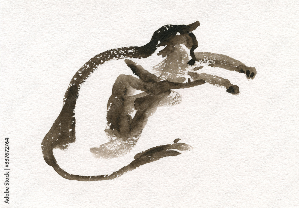 Obraz premium Watercolor sketch of a cat
