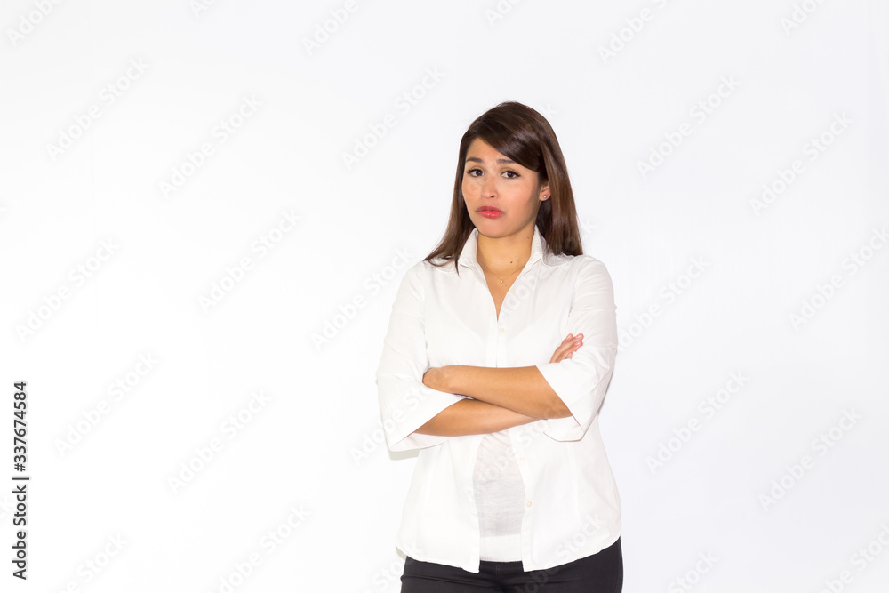 Latina Girl with a pen pencil think doubtful and pensative Latina Girl with a pen pencil think doubtful and pensative