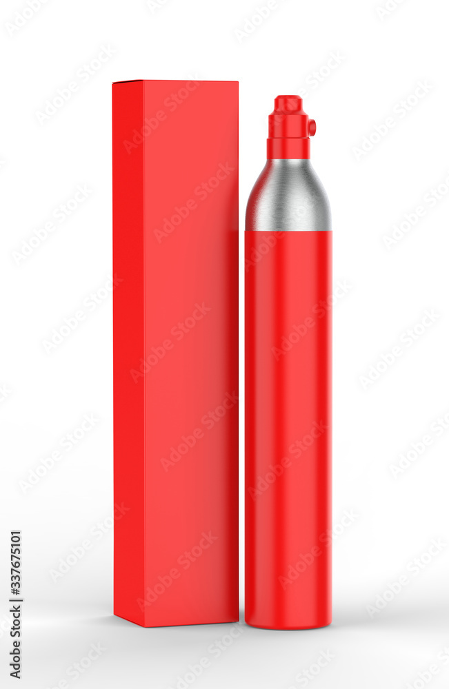 Blank Food Soda Maker CO2 Aluminum Bottle Cylinder For Branding And Mockup, 3d render illustration. Blank Food Soda Maker CO2 Aluminum Bottle Cylinder For Branding And Mockup, 3d render illustration.