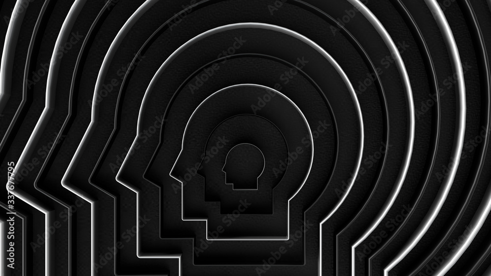 3d illustration male head in the form of labirint on black background. Problem-solving concept. 3d illustration male head in the form of labirint on black background. Problem-solving concept.