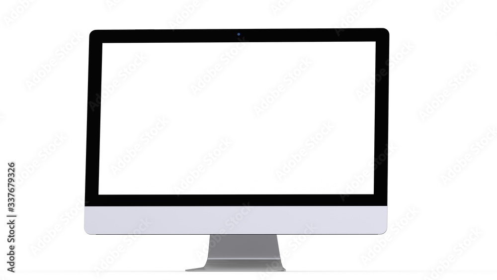 flat monitor white screen computer, pc display digital illustration screen and slim 3d flat monitor white screen computer, pc display digital illustration screen and slim 3d