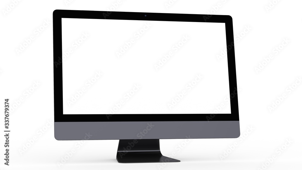 flat monitor white screen computer, pc display digital illustration screen and slim 3d flat monitor white screen computer, pc display digital illustration screen and slim 3d