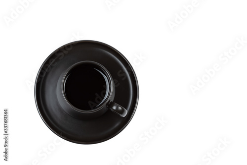 Black cup of coffee on a white background