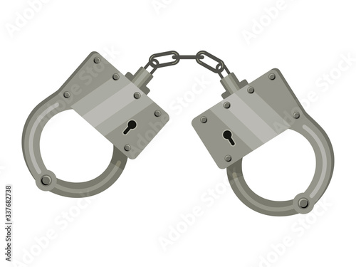Vector illustration metallic handcuff isolated