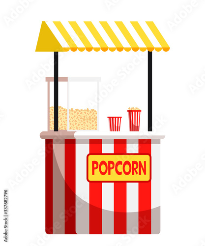 Vector illustration street popcorn kiosk isolated