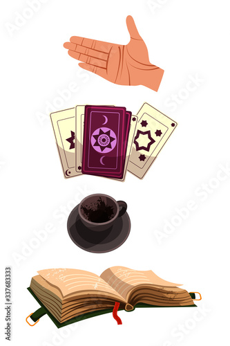 Fortuneteller accessory set isolated on white