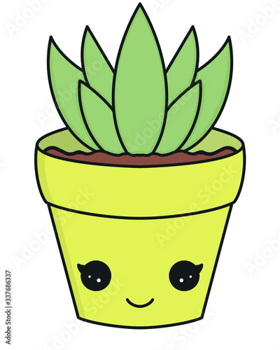 Aloe Vera Succulent Kawaii Illustration