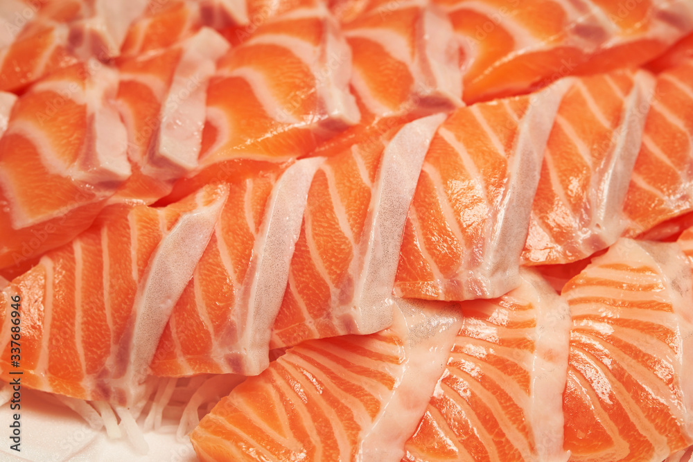 Salmon sashimi, fresh raw salmon Salmon sashimi, fresh raw salmon