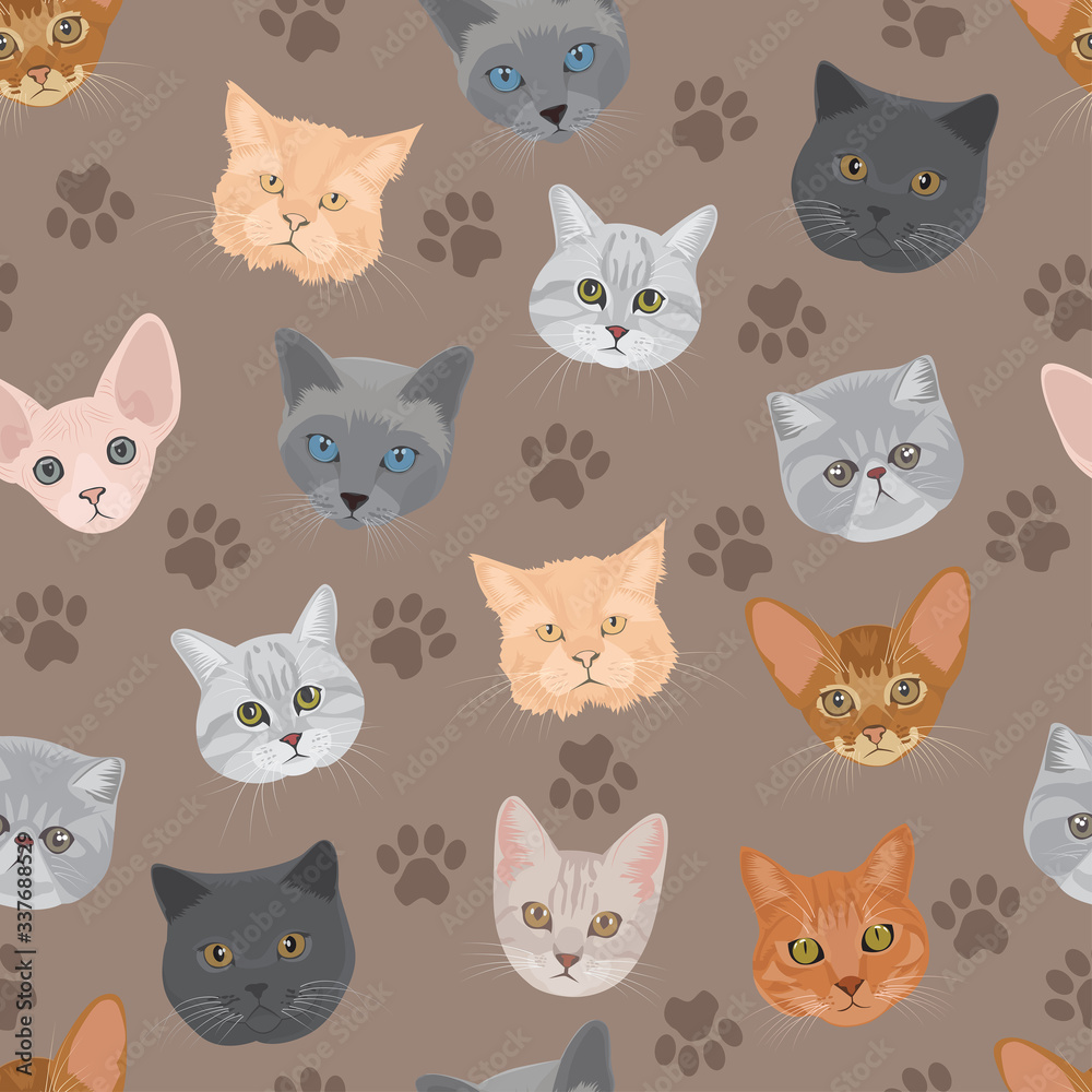 cat head seamless vector pattern cat head seamless vector pattern