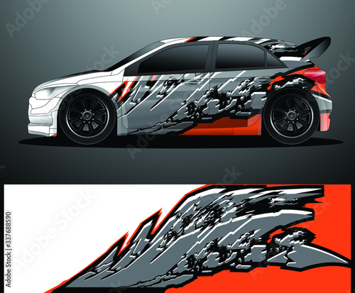 Rally car decal graphic wrap vector, abstract background