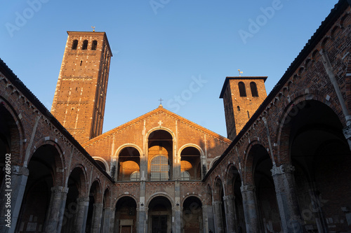 Medieval Sant Ambrogio church in Milan  Italy