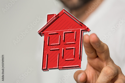 Real Estate Agent house han...