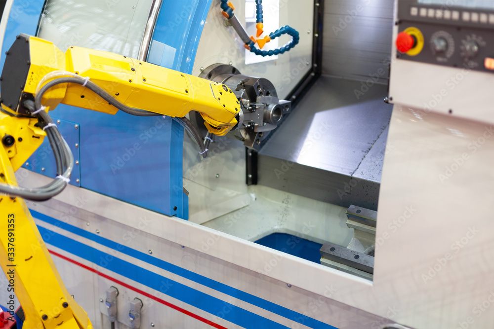 Robot arm and CNC lathe machine Robot arm and CNC lathe machine