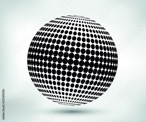 Halftone sphere logo .Dotted 3d sphere. © Milano