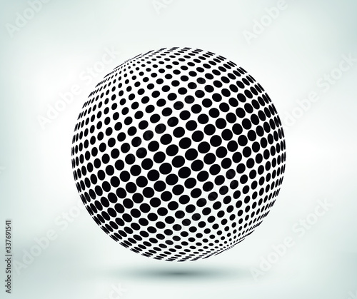 Halftone vector logo template.Abstract dotted sphere. © Milano